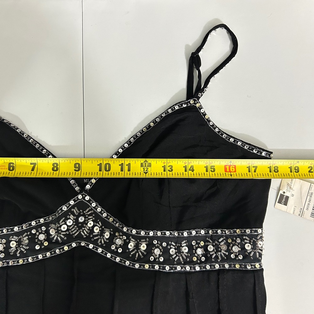 VTG MixIT Black Sequin Beaded Empire‎ Waist Mesh Overlay Dress Womens 12 NEW - Picture 14 of 15